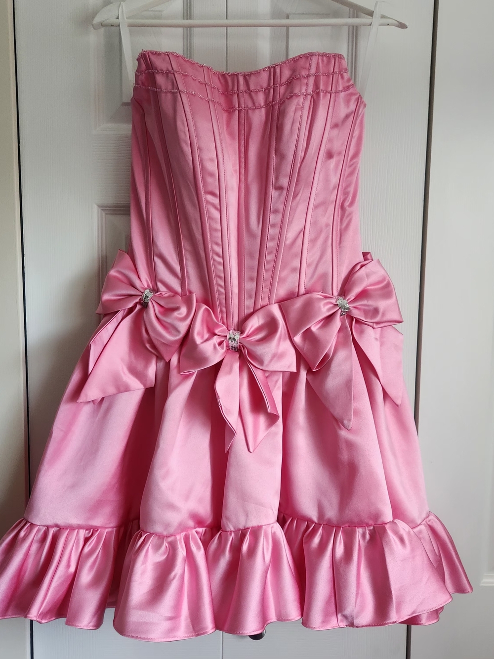 Strapless Pink Satin Party Dress for Teens And Women